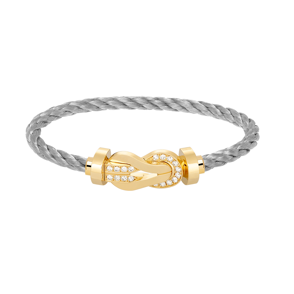 DIANA CHANCE LARGE 8 FIGURE BUCKLE HALF DIAMOND BRACELET GOLD