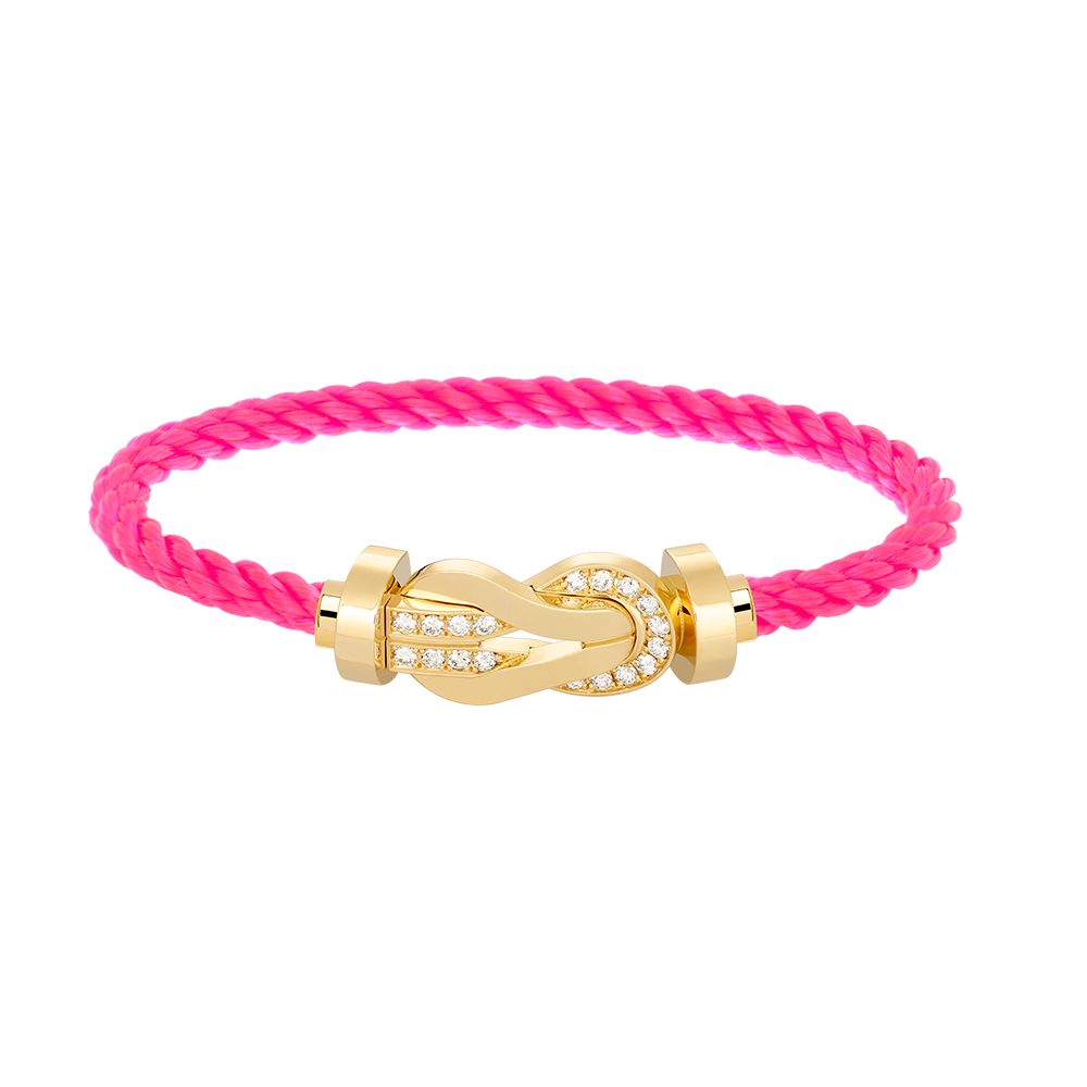 DIANA CHANCE LARGE 8 FIGURE BUCKLE HALF DIAMOND BRACELET GOLD