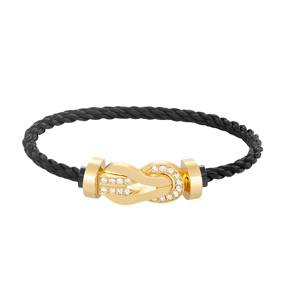 DIANA CHANCE LARGE 8 FIGURE BUCKLE HALF DIAMOND BRACELET GOLD