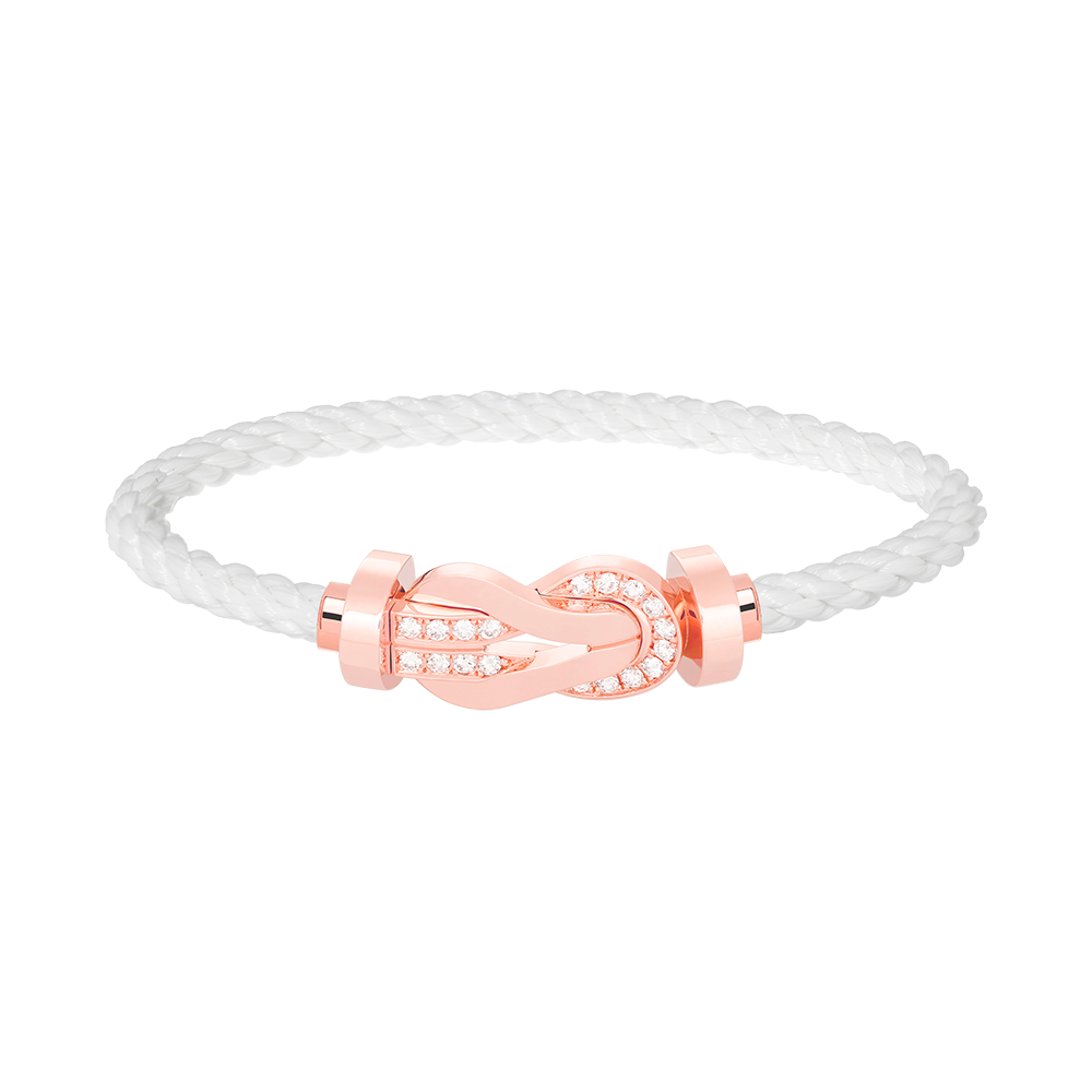 DIANA CHANCE LARGE 8 FIGURE BUCKLE HALF DIAMOND BRACELET ROSE GOLD