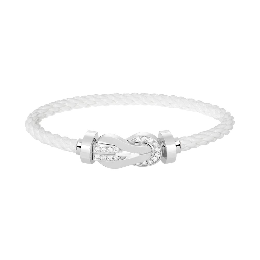 DIANA CHANCE LARGE 8 FIGURE BUCKLE HALF DIAMOND BRACELET SILVER
