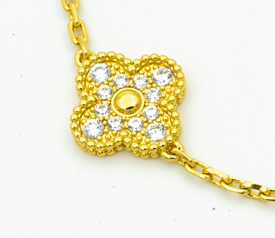 DIANA CLOVER BRACELET 5 MOTIFS GOLD DIAMOND