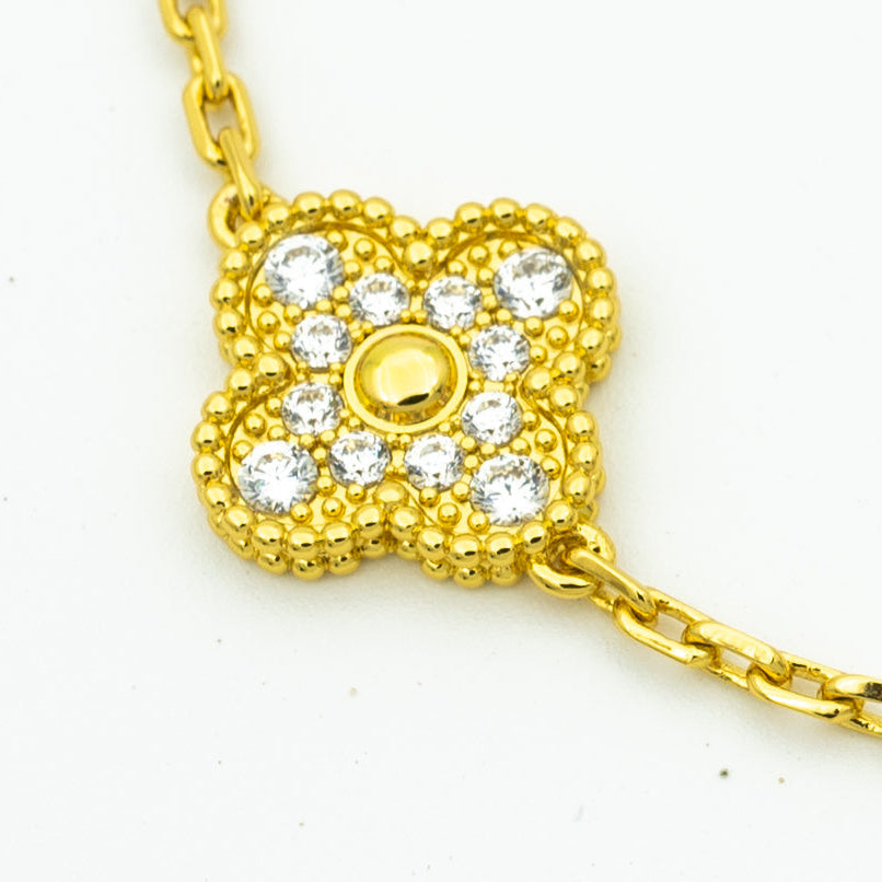 DIANA CLOVER BRACELET 5 MOTIFS GOLD DIAMOND