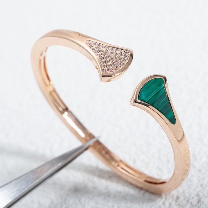 DIANA DREAM BRACELET OPEN MALACHITE PINK GOLD