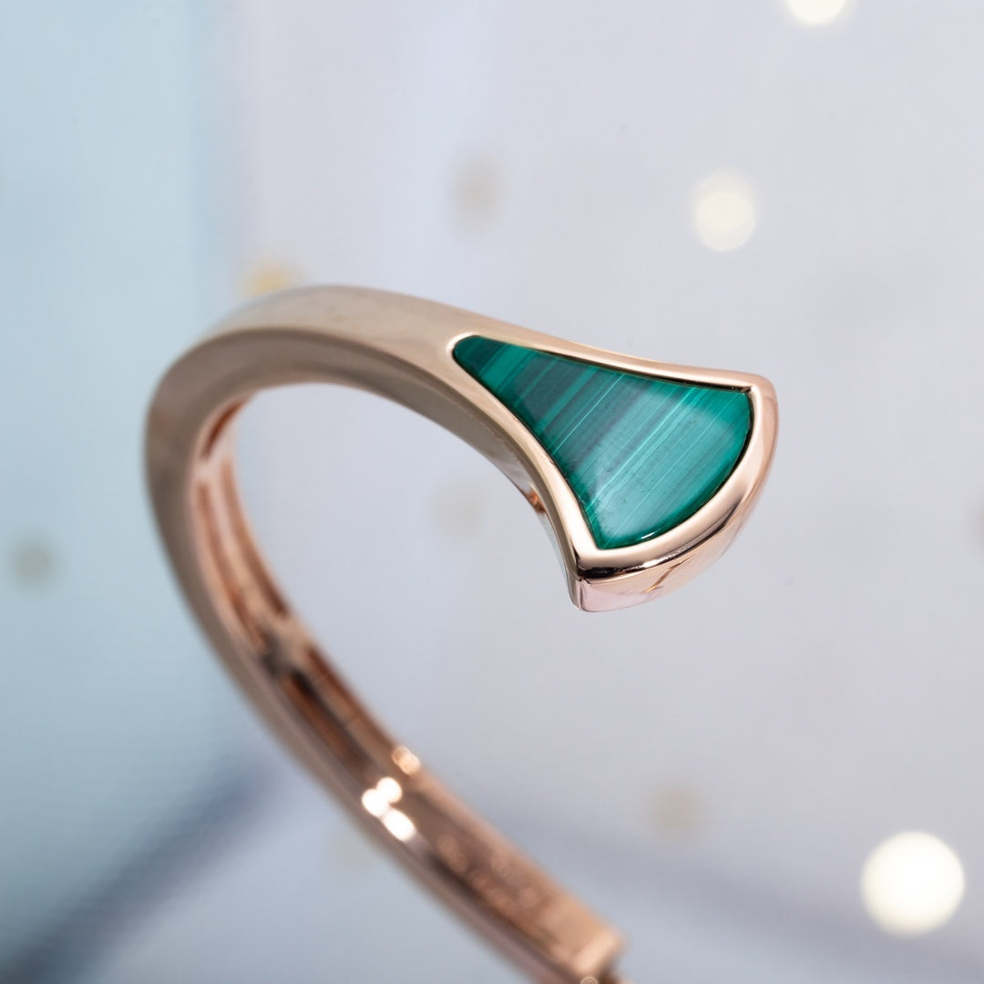 DIANA DREAM BRACELET OPEN MALACHITE PINK GOLD