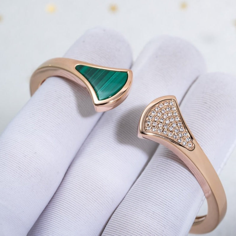 DIANA DREAM BRACELET OPEN MALACHITE PINK GOLD