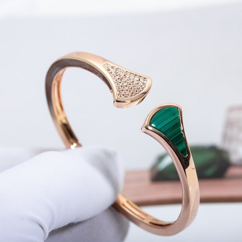 DIANA DREAM BRACELET OPEN MALACHITE PINK GOLD