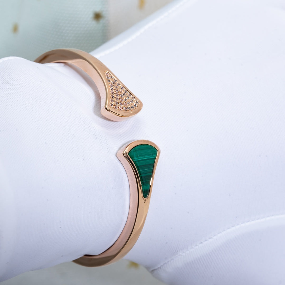 DIANA DREAM BRACELET OPEN MALACHITE PINK GOLD