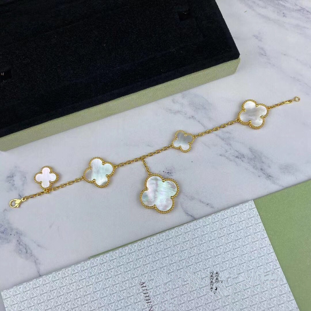 DIANA MAGIC CLOVER MOP GOLD BRACELET 5 MOTIFS