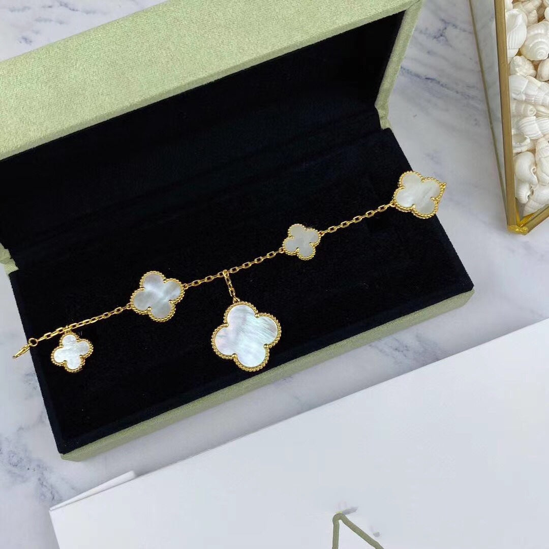 DIANA MAGIC CLOVER MOP GOLD BRACELET 5 MOTIFS