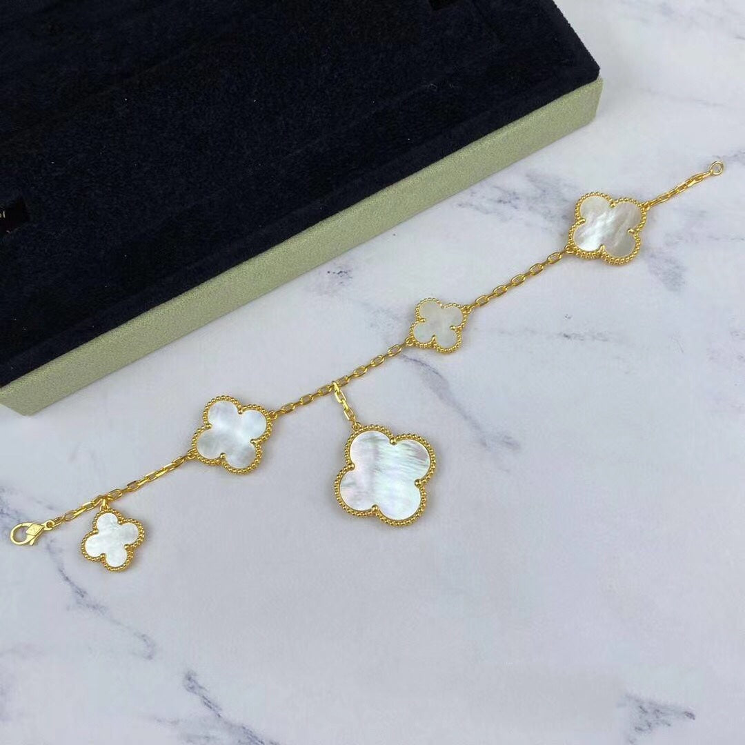 DIANA MAGIC CLOVER MOP GOLD BRACELET 5 MOTIFS