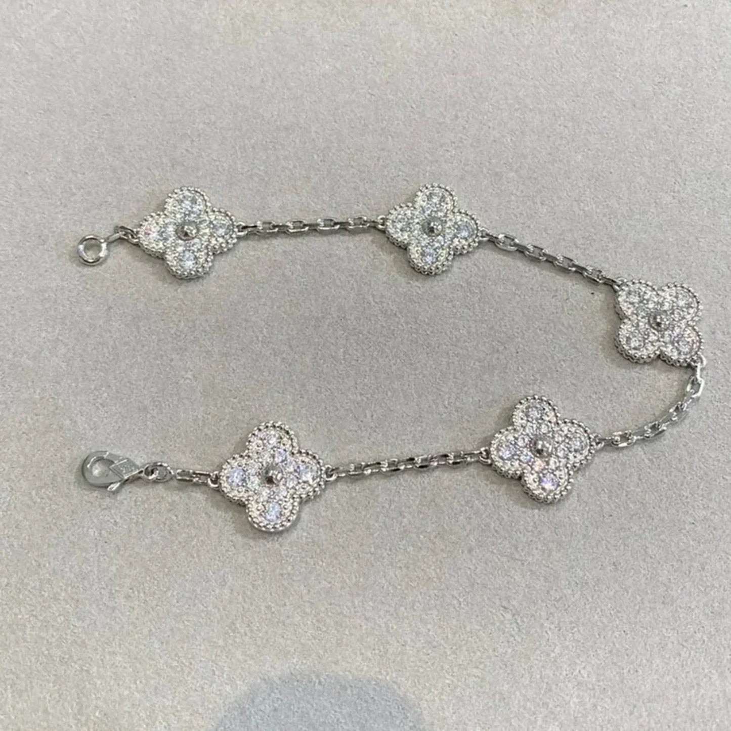 DIANA CLOVER 5 MOTIFS DIAMOND BRACELET SILVER