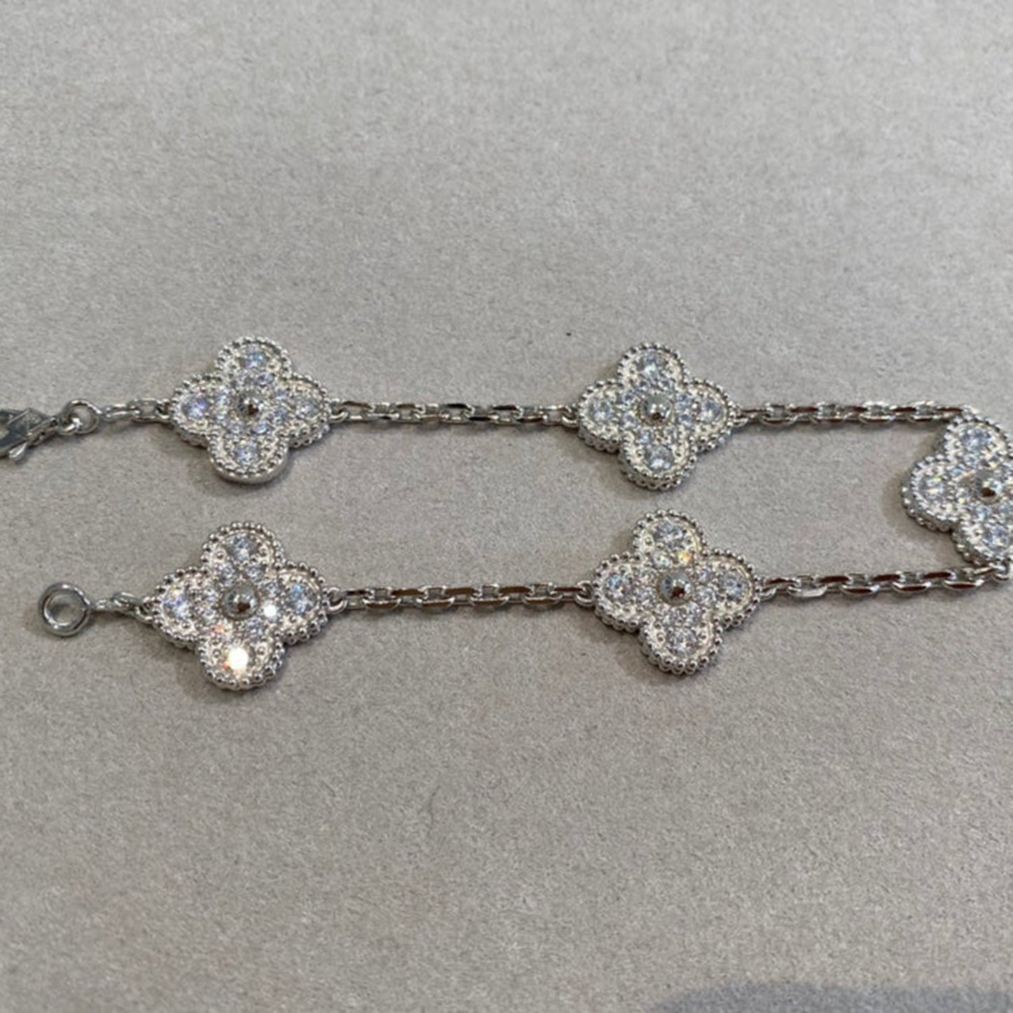 DIANA CLOVER 5 MOTIFS DIAMOND BRACELET SILVER