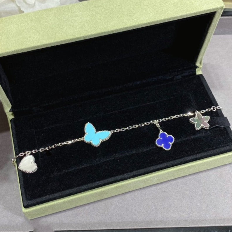 DIANA LUCKY SPRING SILVER BRACELET 4 MOTIF