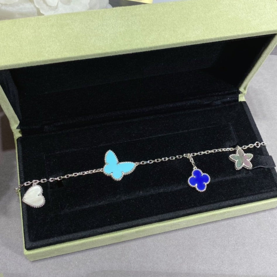 DIANA LUCKY SPRING SILVER BRACELET 4 MOTIF
