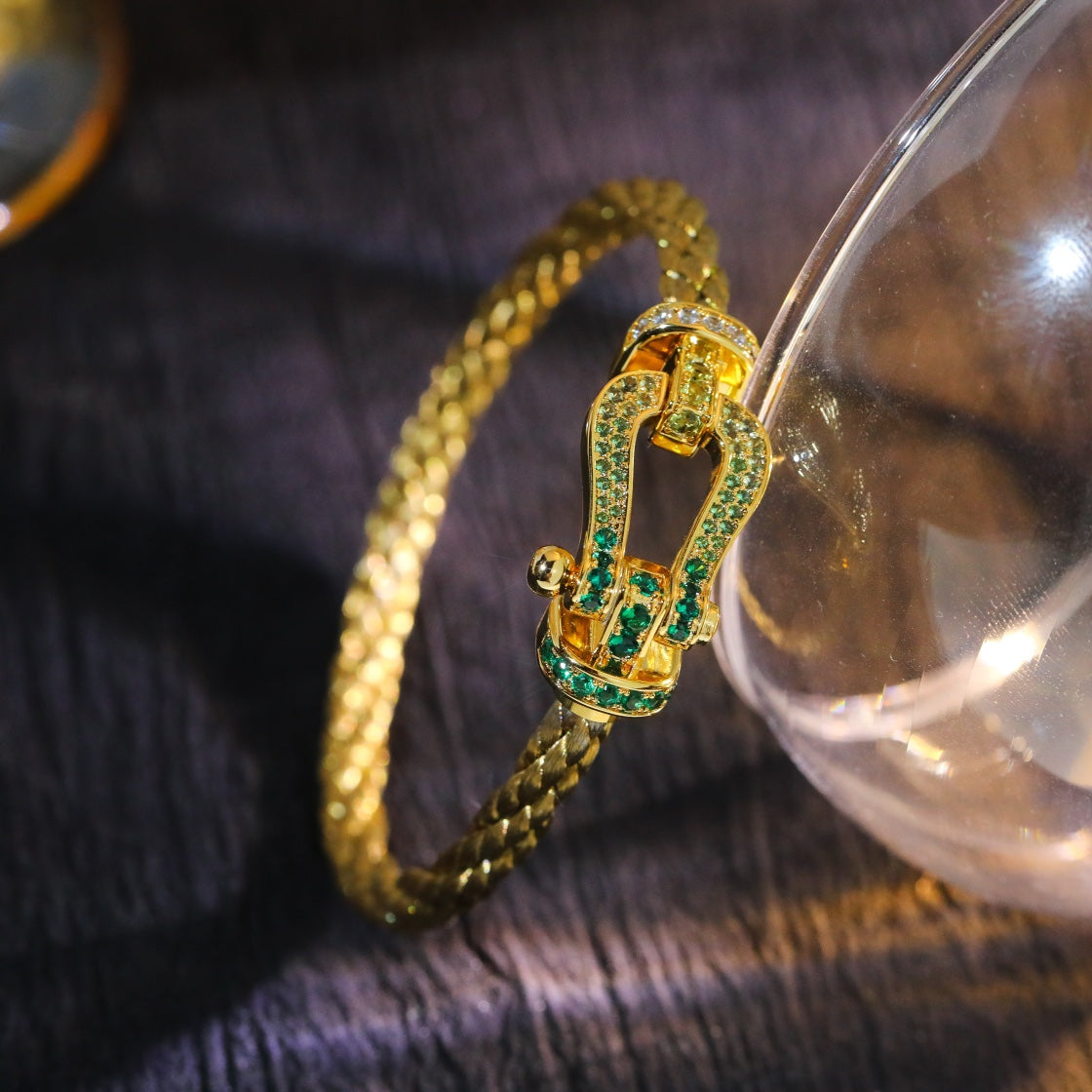 DIANA FORCE 10 GOLD GREEN DIAMOND PAVED