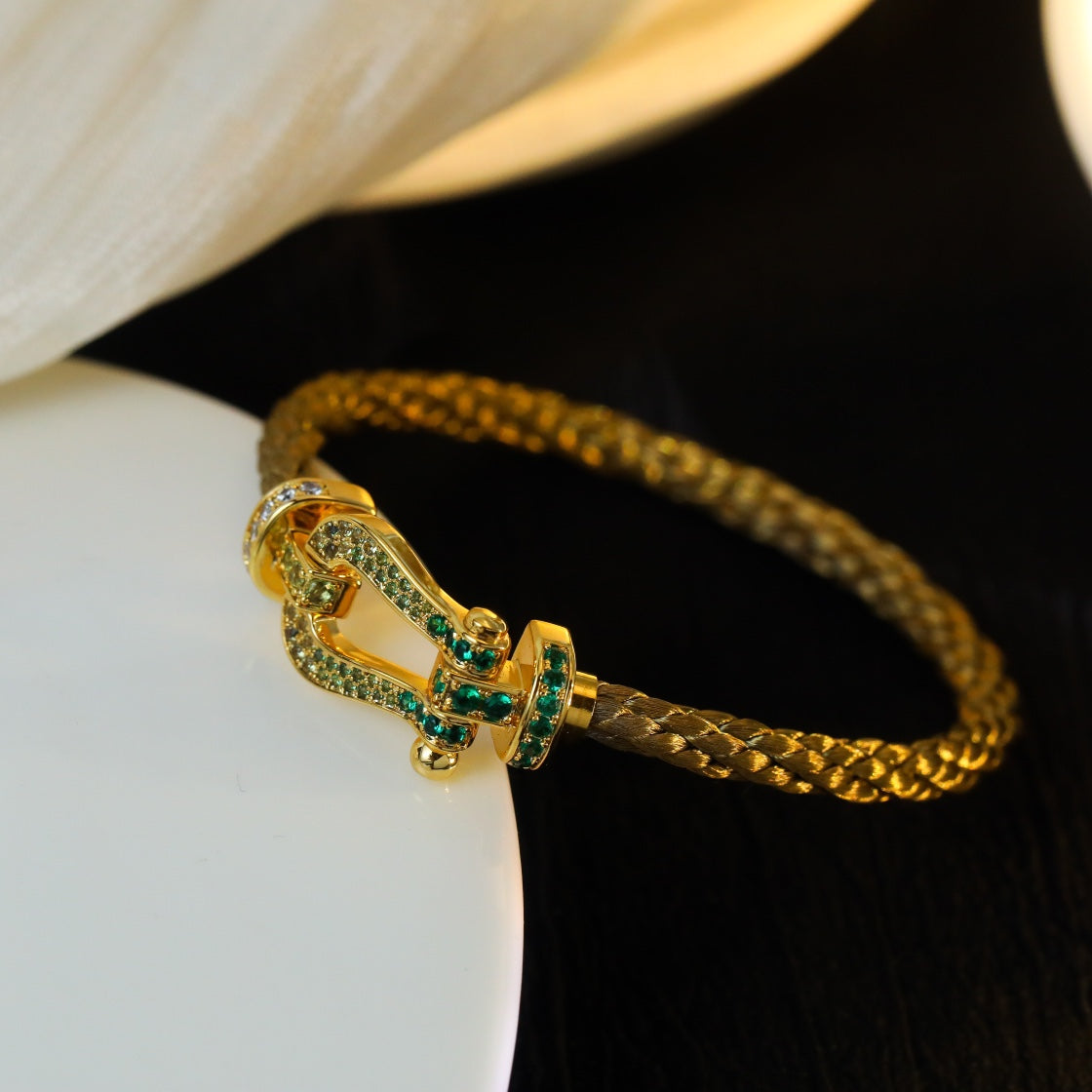 DIANA FORCE 10 GOLD GREEN DIAMOND PAVED