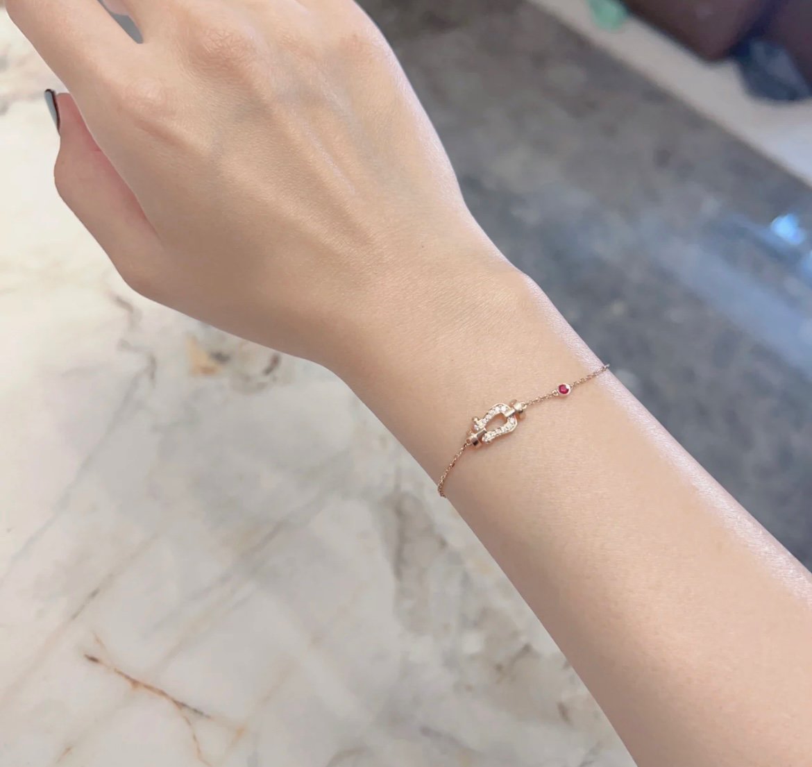 DIANA FORCE 10 DIAMOND CHAIN LINK PINK GOLD BRACELET
