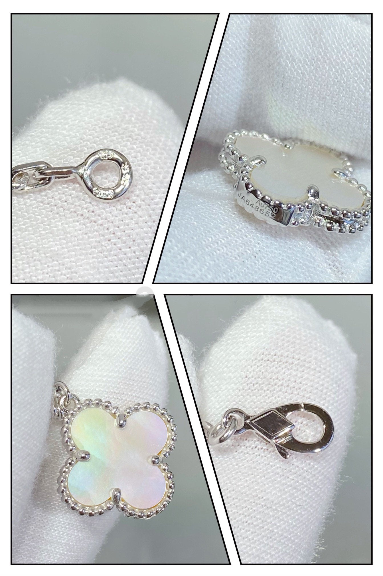 DIANA CLOVER 5 MOTIF WHITE MOP SILVER BRACELET