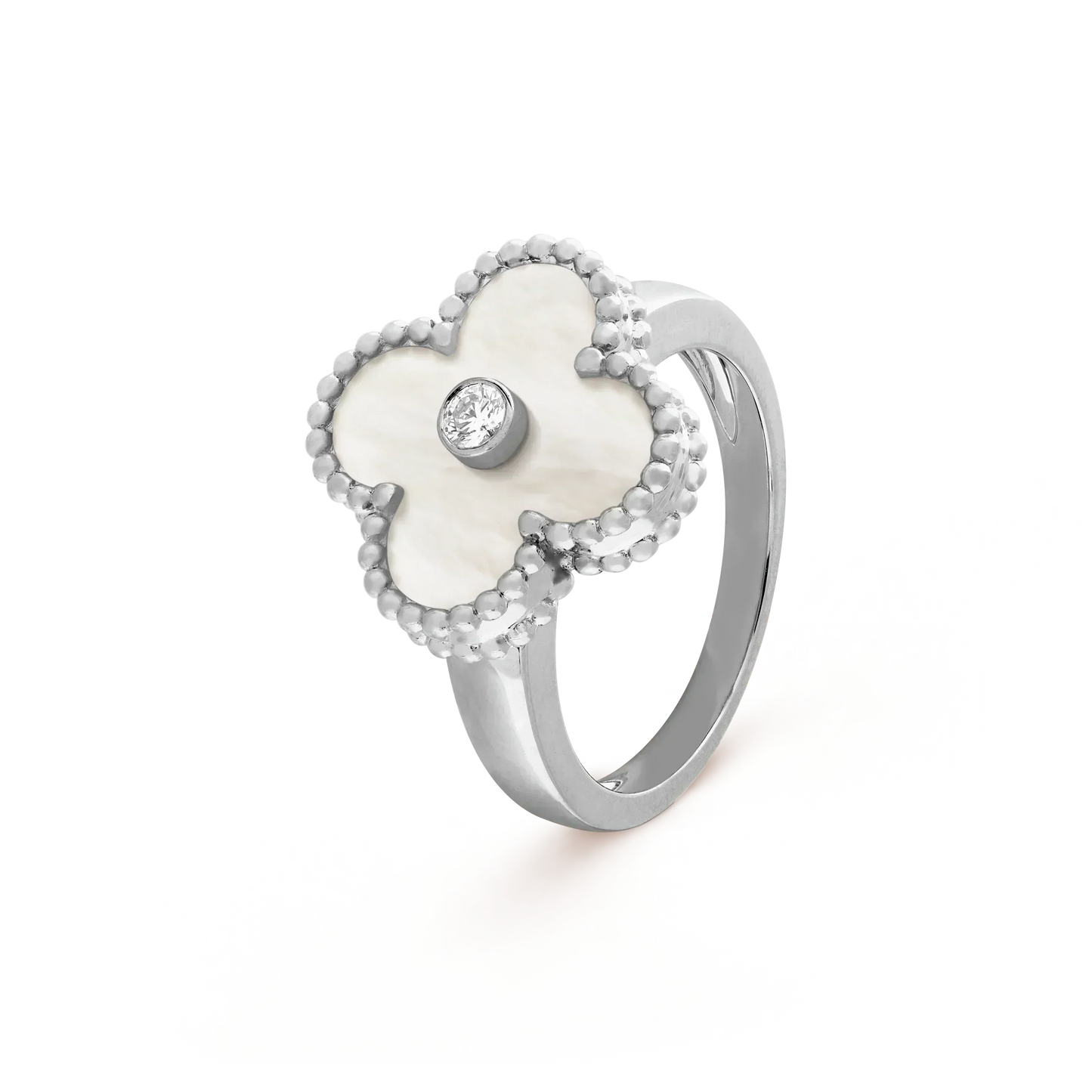 DIANA CLOVER SILVER MOP DIAMOND RING