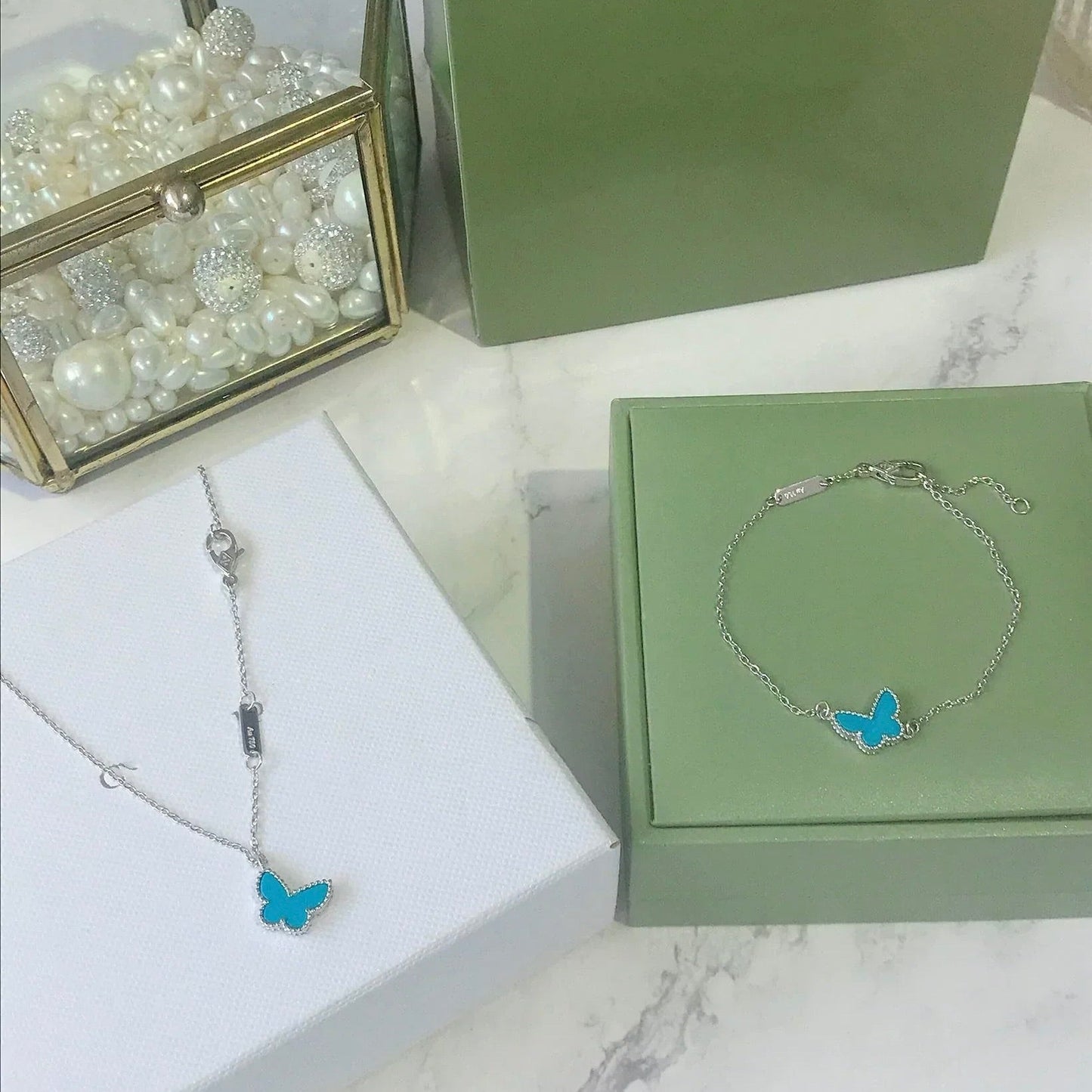 DIANA BUTTERFLY TURQUOISE BUTTERFLY BRACELET SILVER