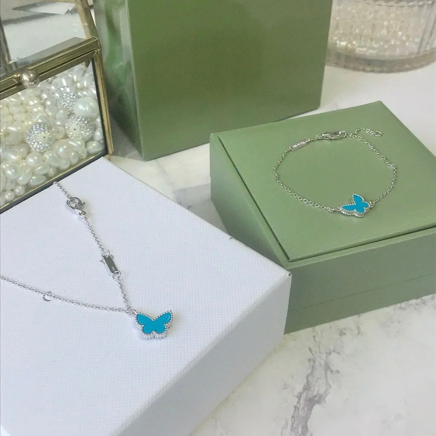 DIANA BUTTERFLY TURQUOISE BUTTERFLY BRACELET SILVER