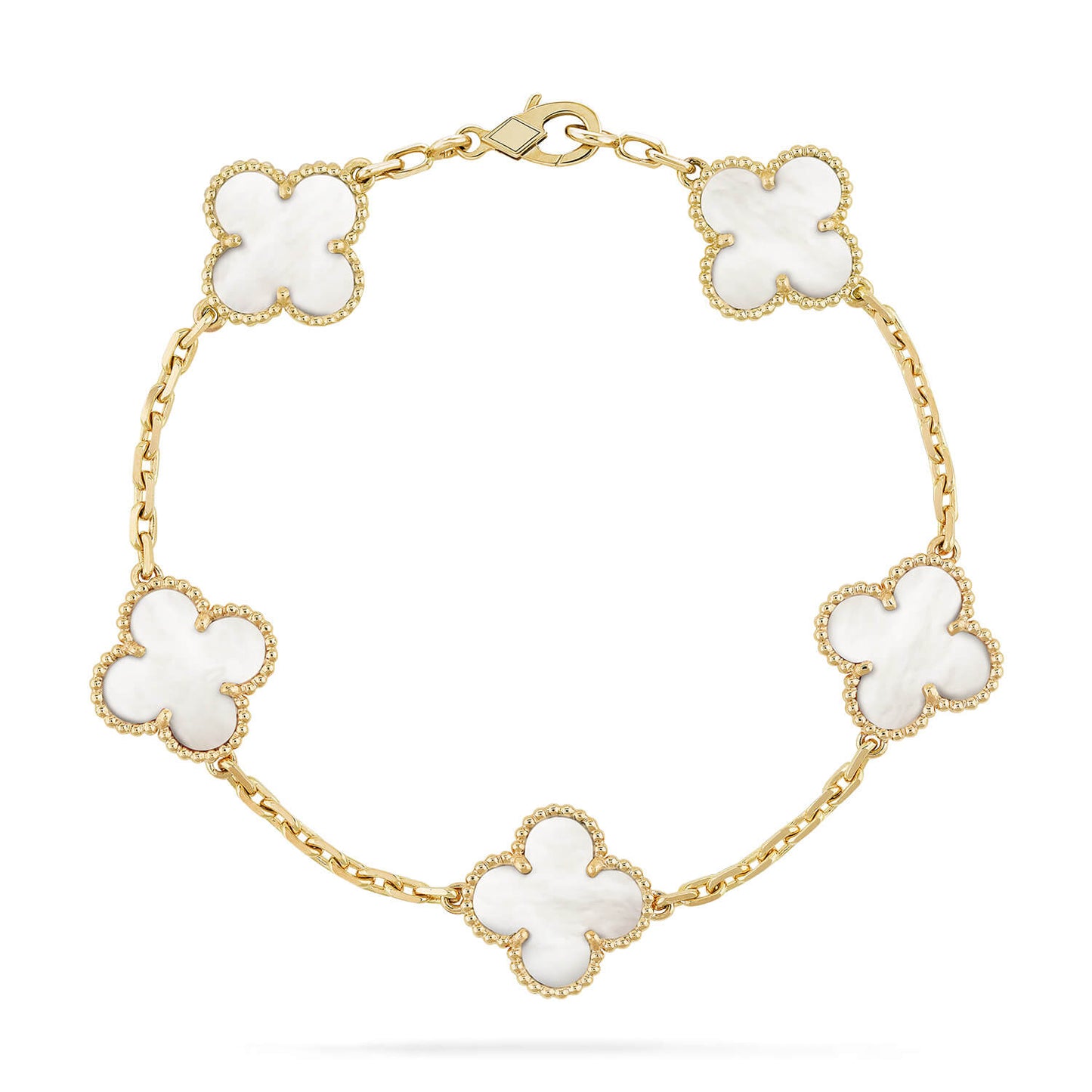DIANA CLOVER 5 MOTIF WHITE MOP BRACELET