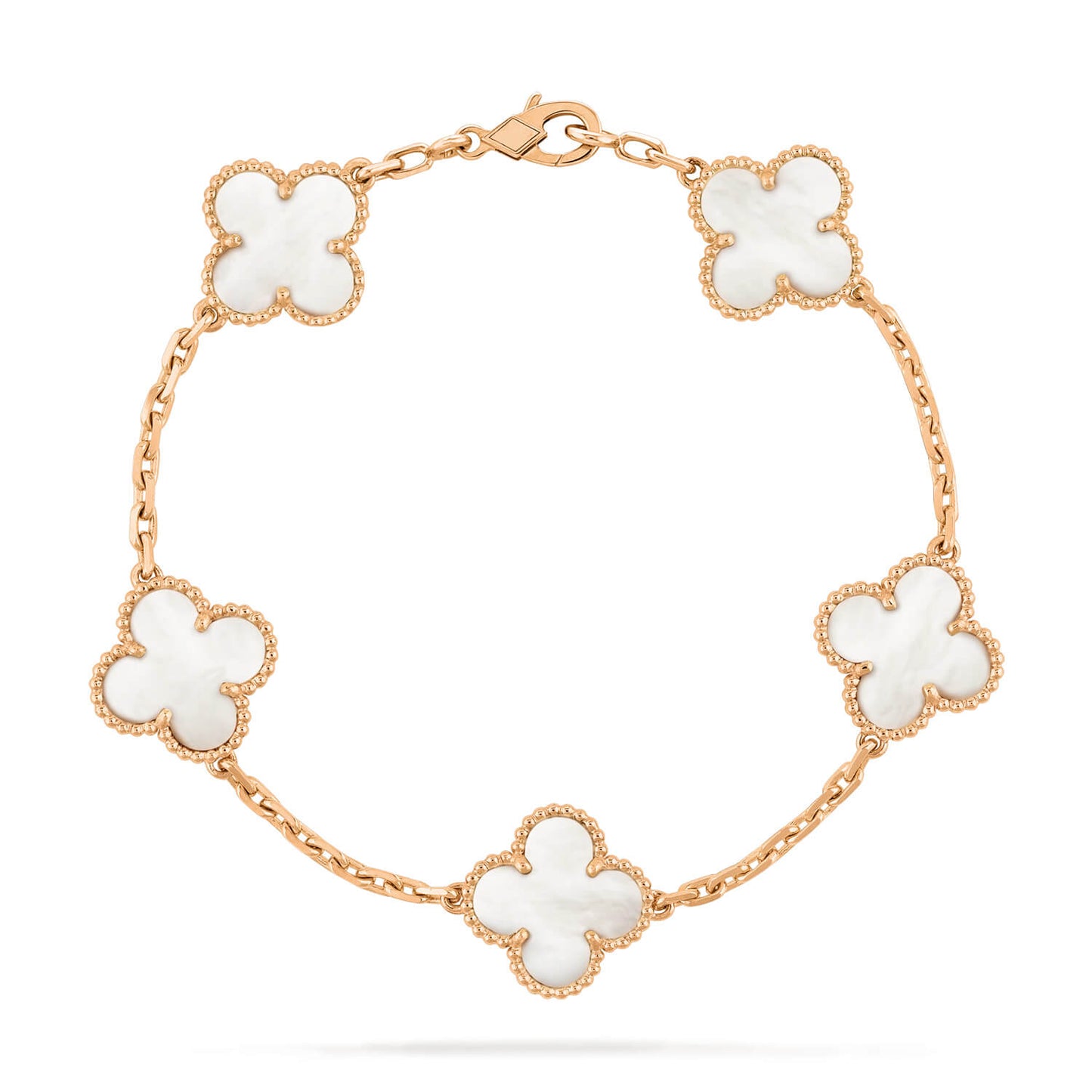 DIANA CLOVER 5 MOTIF WHITE MOP BRACELET