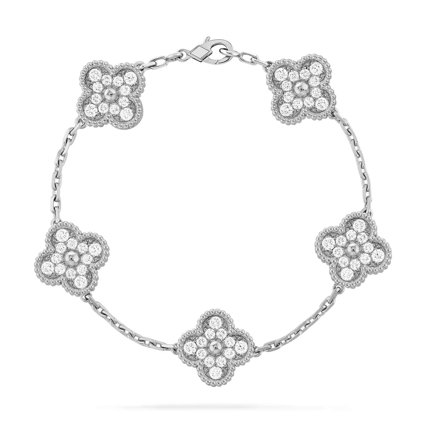 DIANA CLOVER 5 MOTIFS DIAMOND BRACELET SILVER