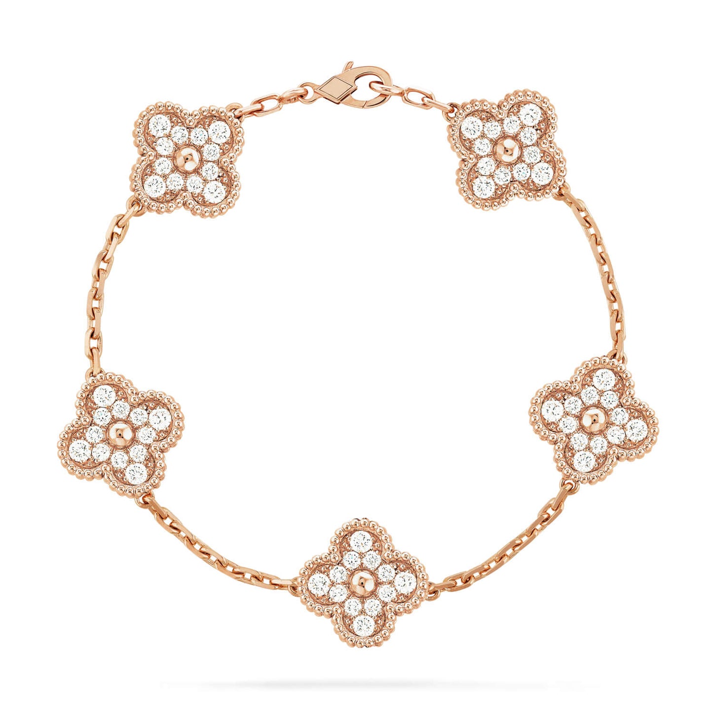 DIANA CLOVER 5 MOTIFS FULL DIAMOND BRACELET