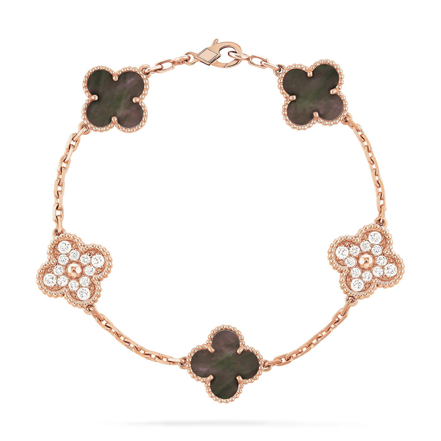 DIANA CLOVER 5 MOTIF GRAY MOP DIAMOND BRACELET