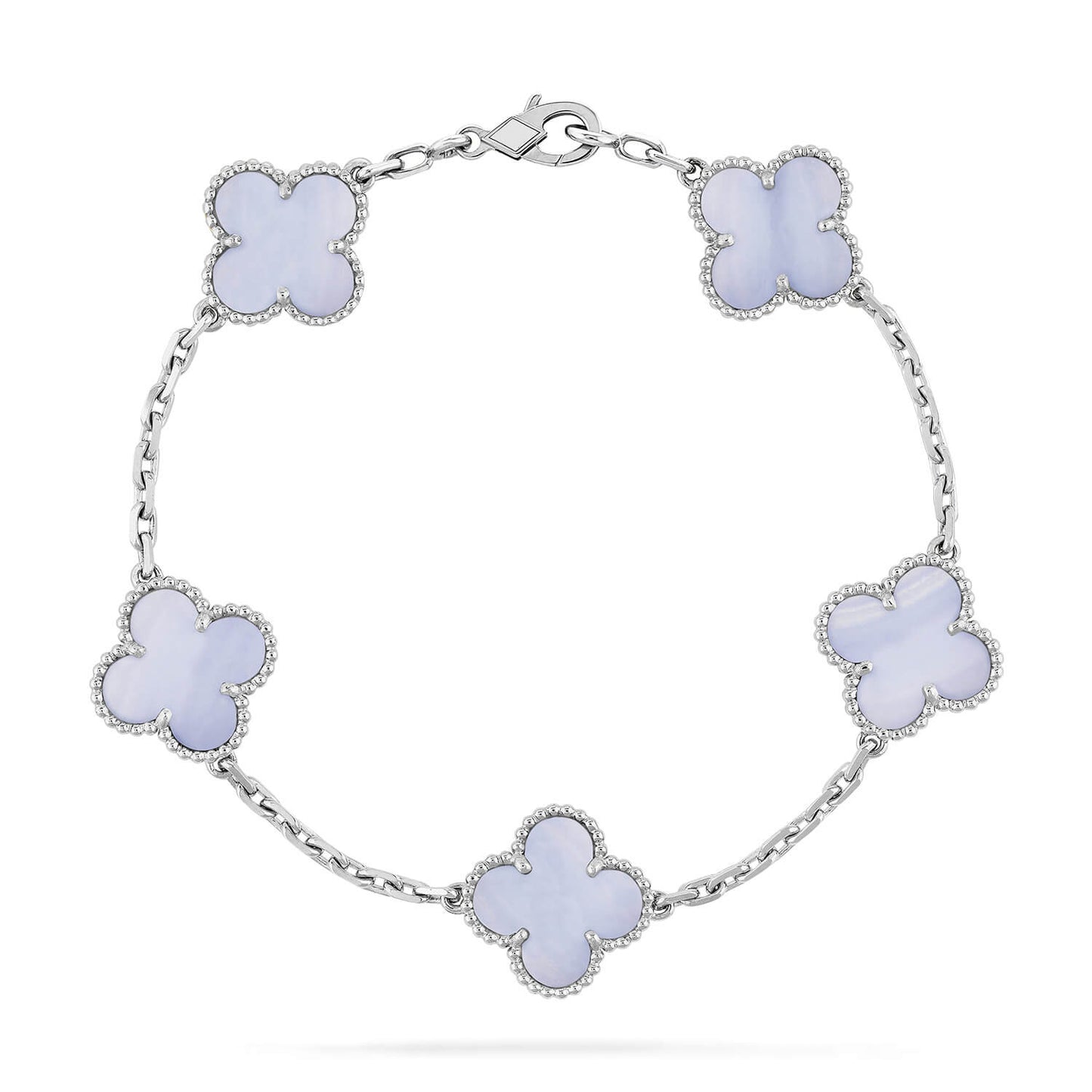 DIANA CLOVER 5 MOTIF PURPLE CHALCEDONY BRACELET SILVER
