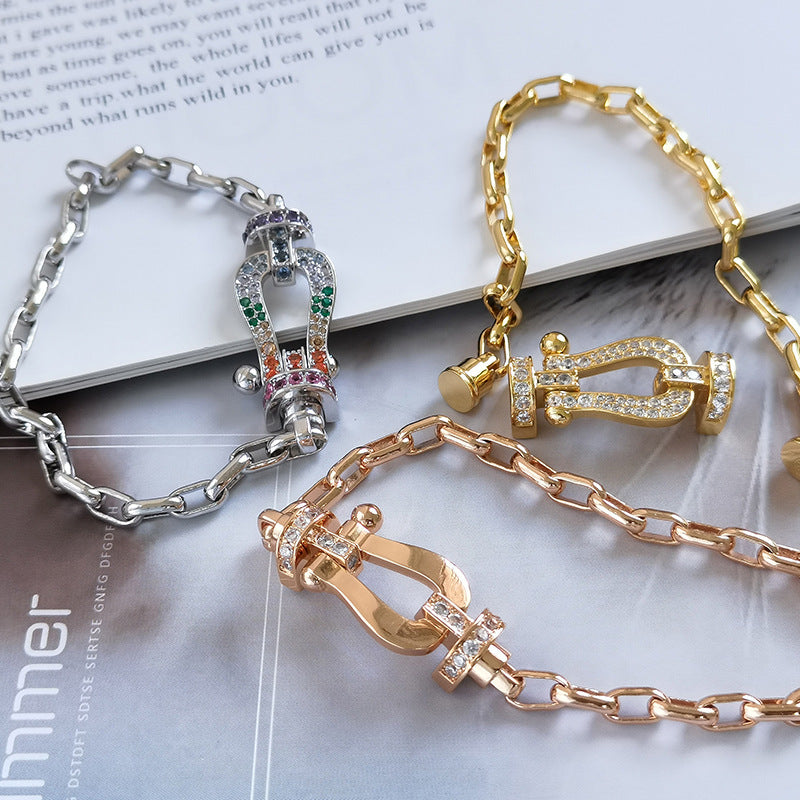 DIANA FORCE LARGE HORSESHOE CLASP METAL BRACELET