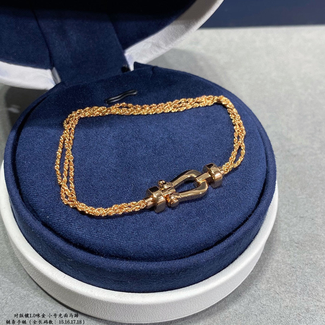 DIANA FORCE SMALL HORSESHOE DIAMOND CHAIN ROPE BRACELET