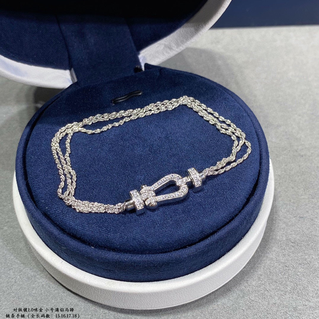 DIANA FORCE SMALL HORSESHOE DIAMOND CHAIN ROPE BRACELET