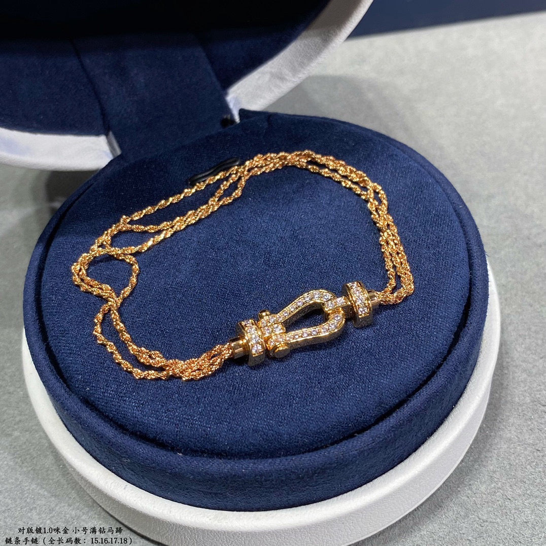 DIANA FORCE SMALL HORSESHOE DIAMOND CHAIN ROPE BRACELET