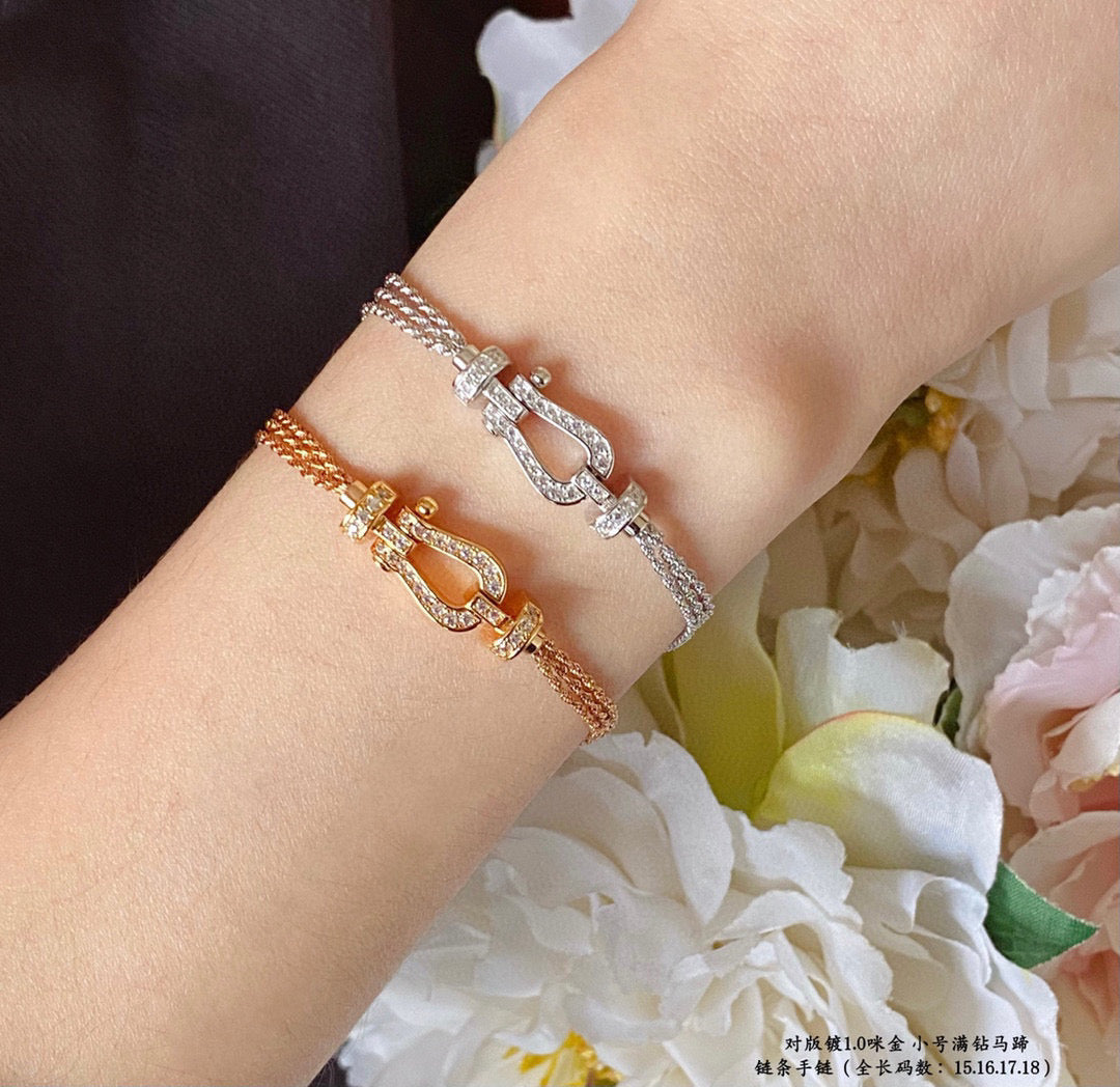 DIANA FORCE SMALL HORSESHOE DIAMOND CHAIN ROPE BRACELET