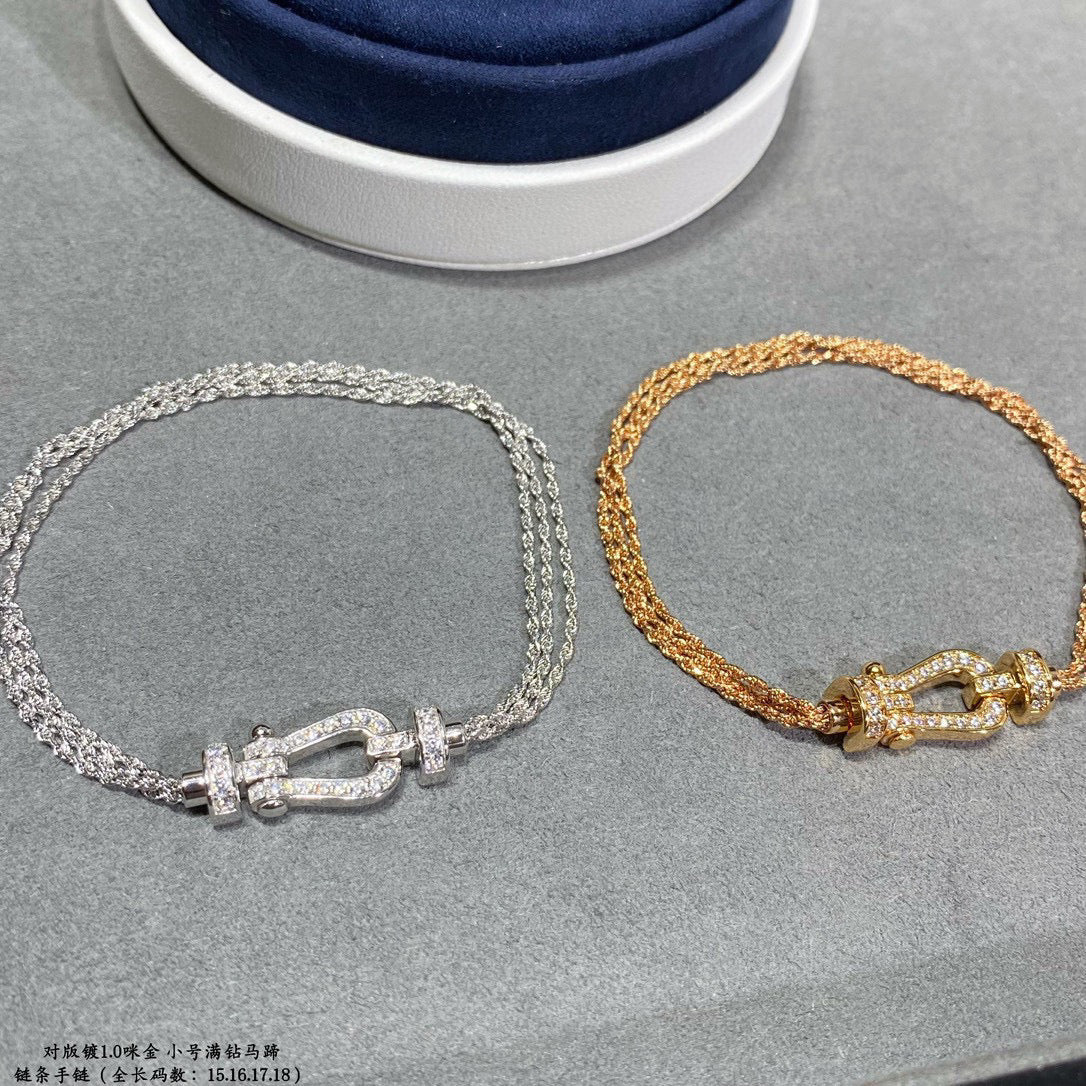 DIANA FORCE SMALL HORSESHOE DIAMOND CHAIN ROPE BRACELET