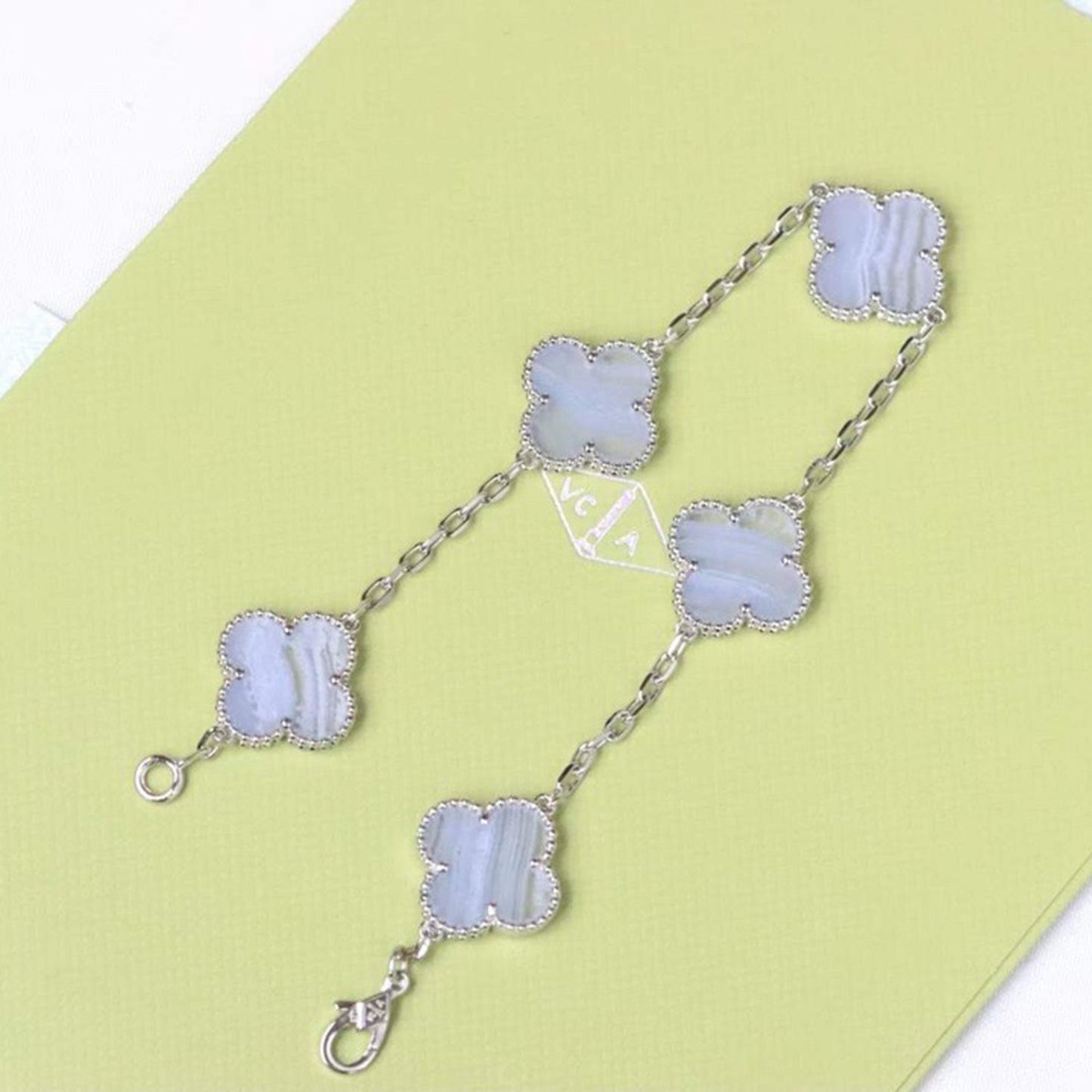 DIANA CLOVER 5 MOTIF PURPLE CHALCEDONY BRACELET SILVER