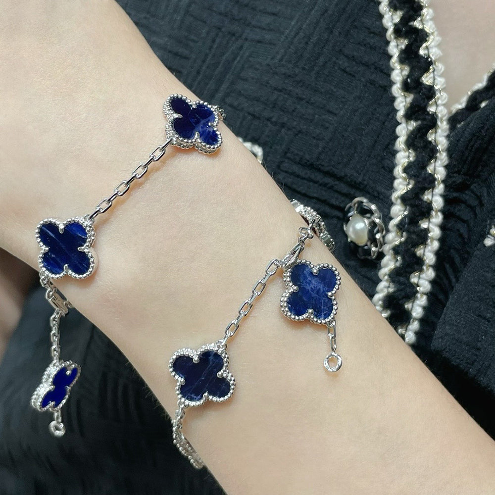 DIANA CLOVER 5 MOTIF PIETERSITE SILVER BRACELET