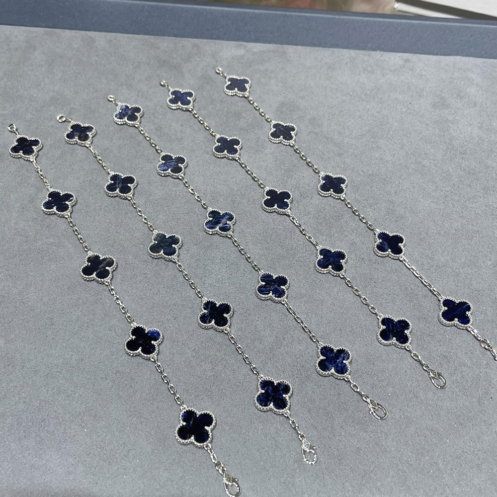 DIANA CLOVER 5 MOTIF PIETERSITE SILVER BRACELET