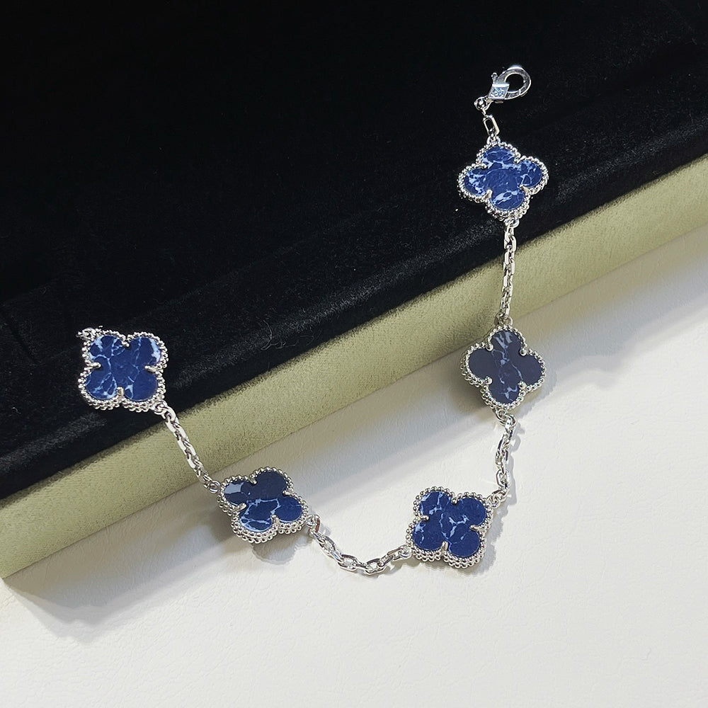 DIANA CLOVER 5 MOTIF PIETERSITE SILVER BRACELET