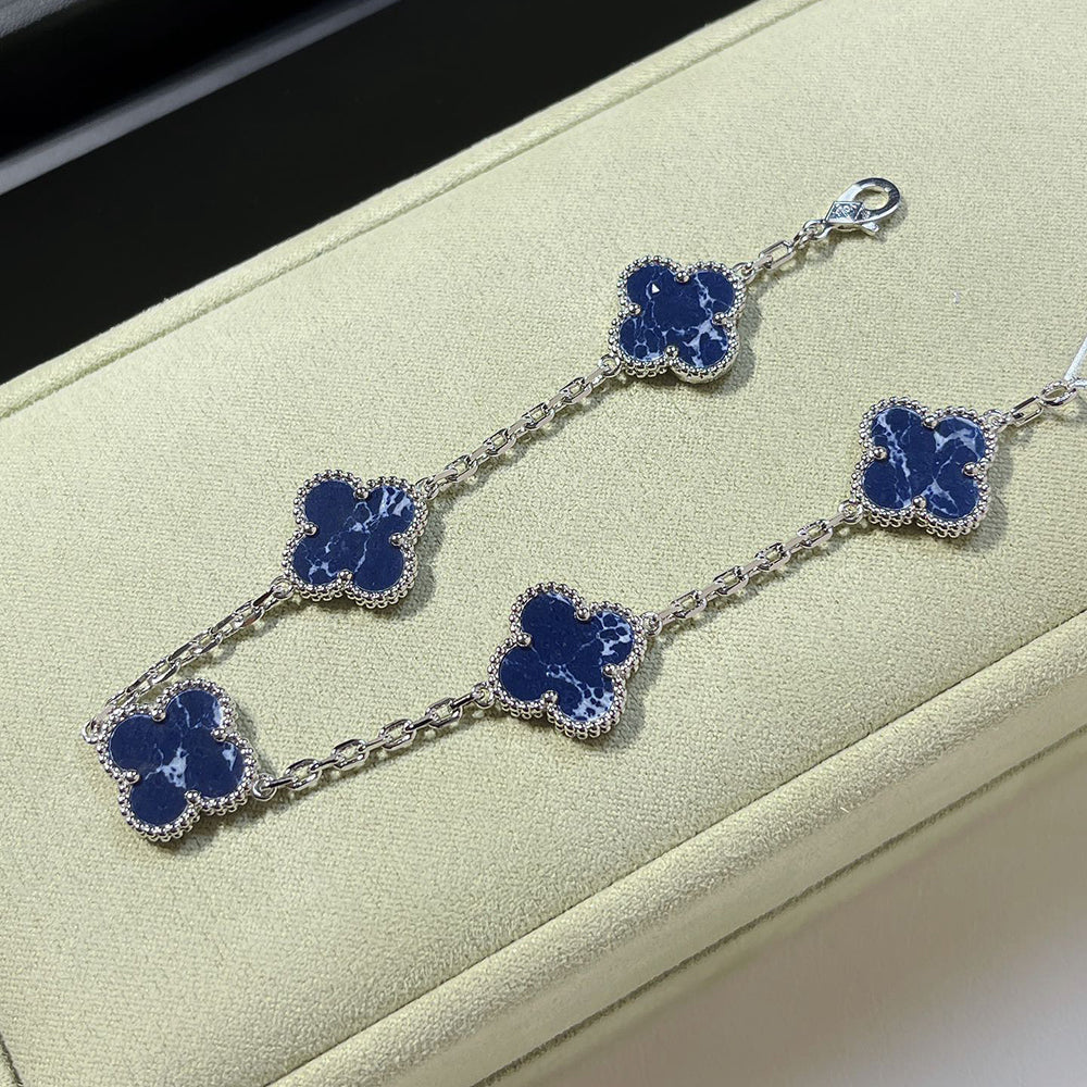 DIANA CLOVER 5 MOTIF PIETERSITE SILVER BRACELET