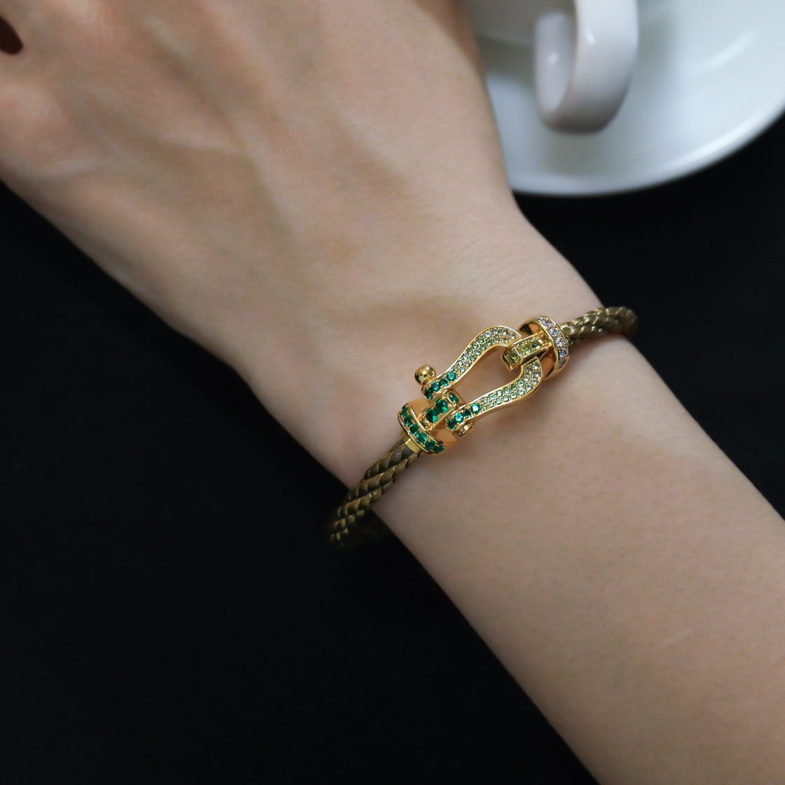 DIANA FORCE 10 GOLD GREEN DIAMOND PAVED
