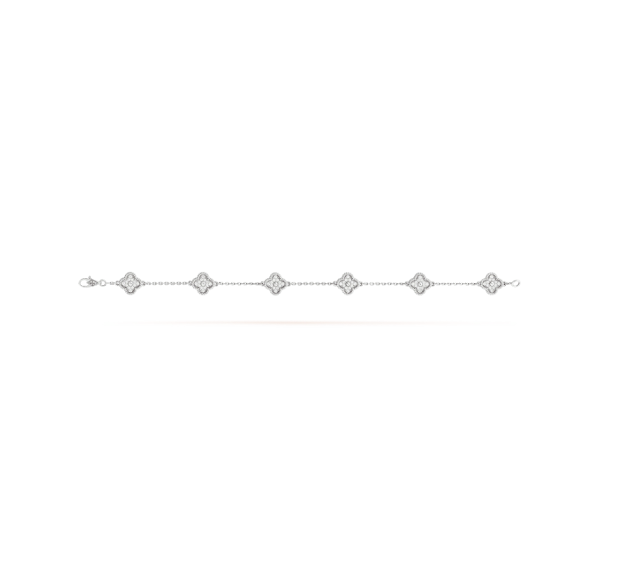 DIANA CLOVER 6 MOTIF SILVER DIAMOND BRACELET