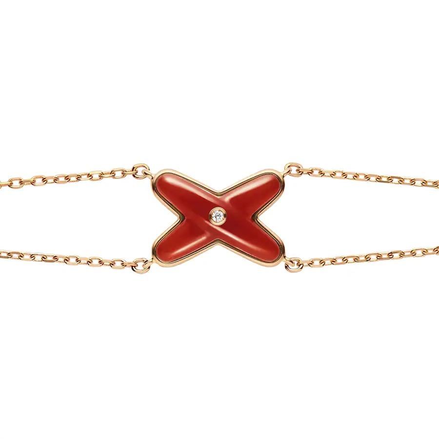 DIANA JEUX BRACELET CARNELIAN PINK GOLD 1 DIAMOND