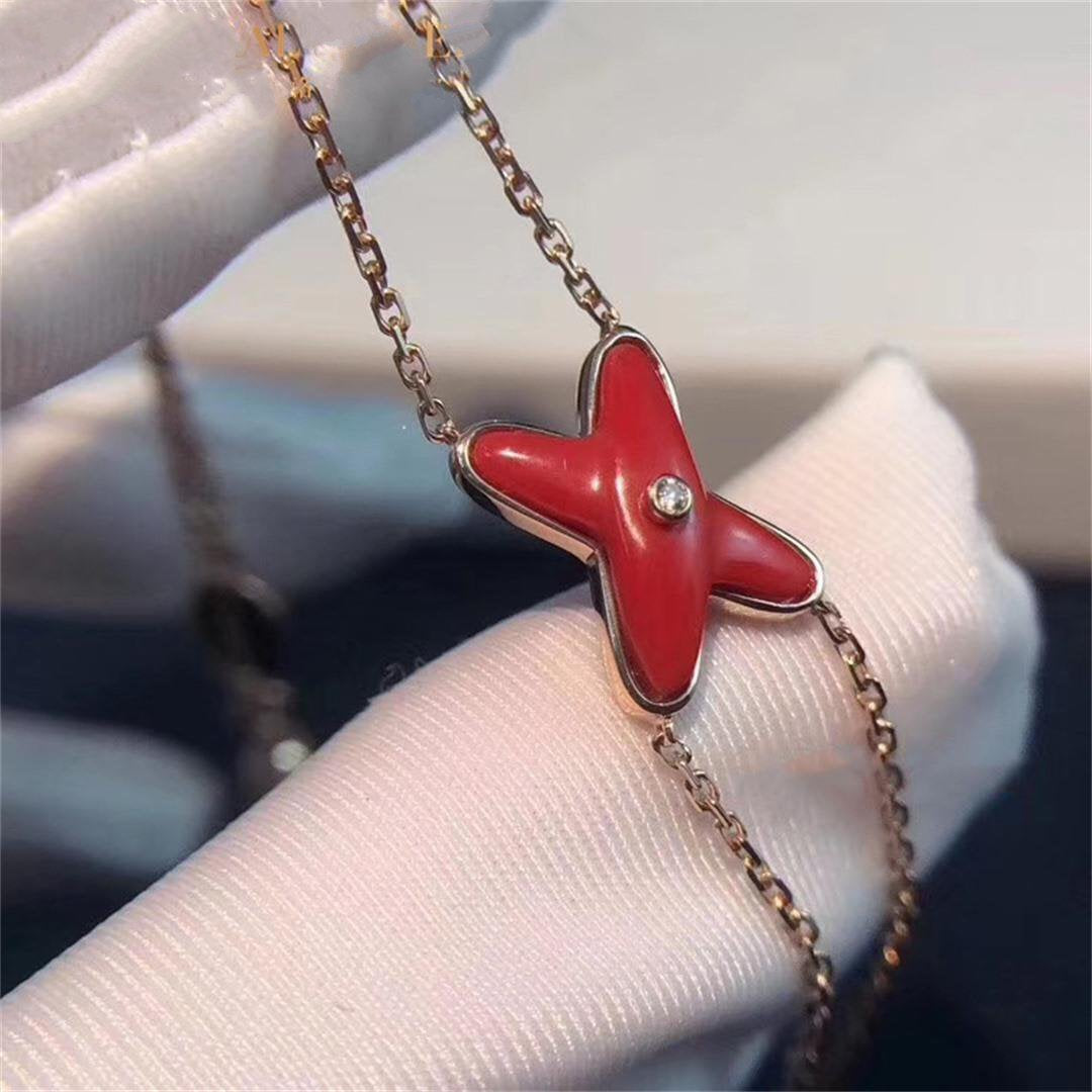 DIANA JEUX BRACELET CARNELIAN PINK GOLD 1 DIAMOND
