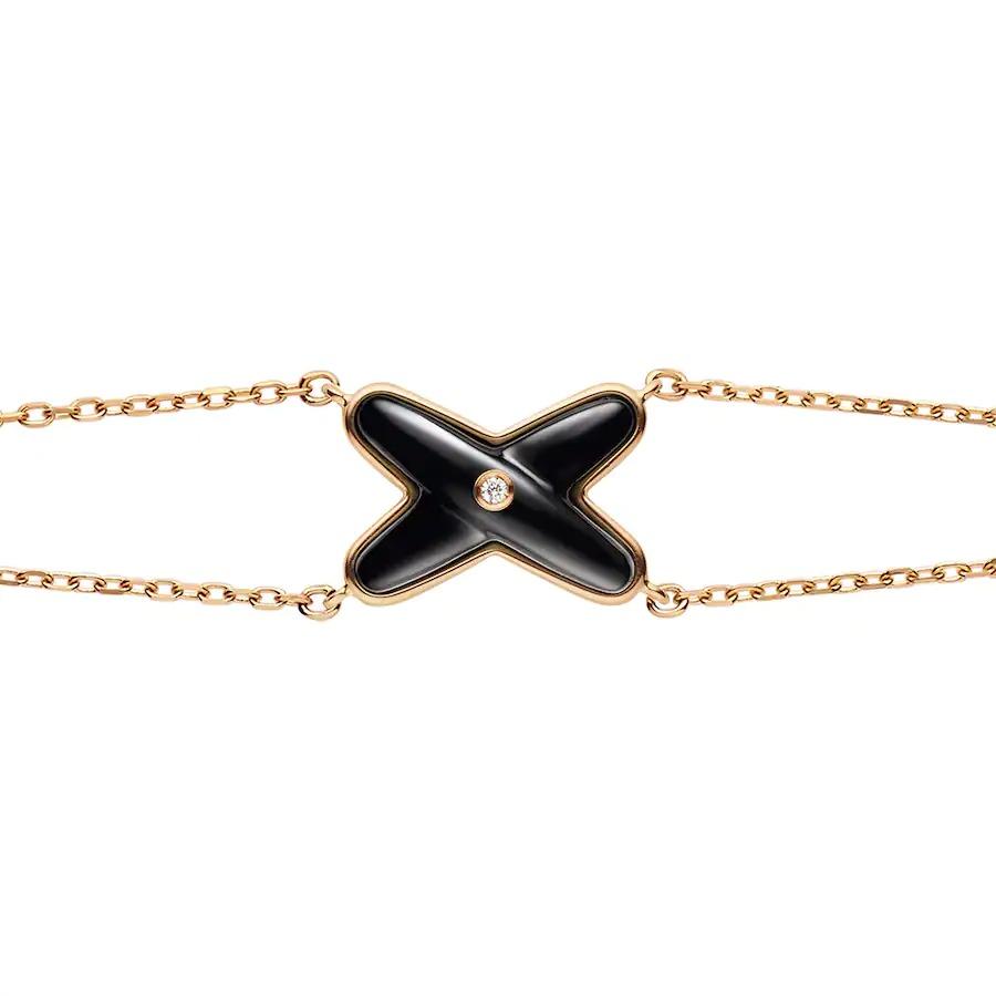 DIANA JEUX BRACELET ONYX PINK GOLD 1 DIAMOND