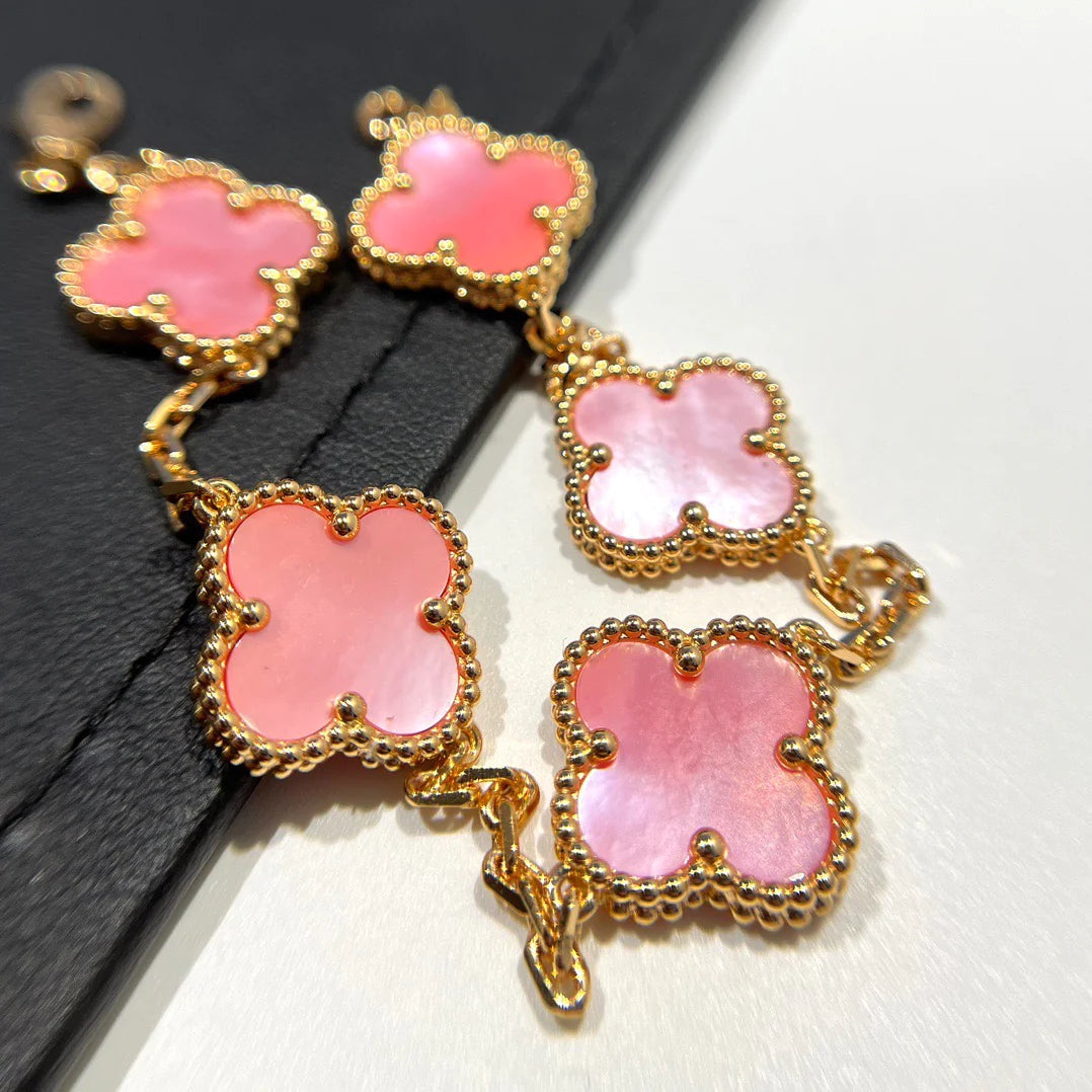 DIANA CLOVER 5 PINK MOP BRACELET
