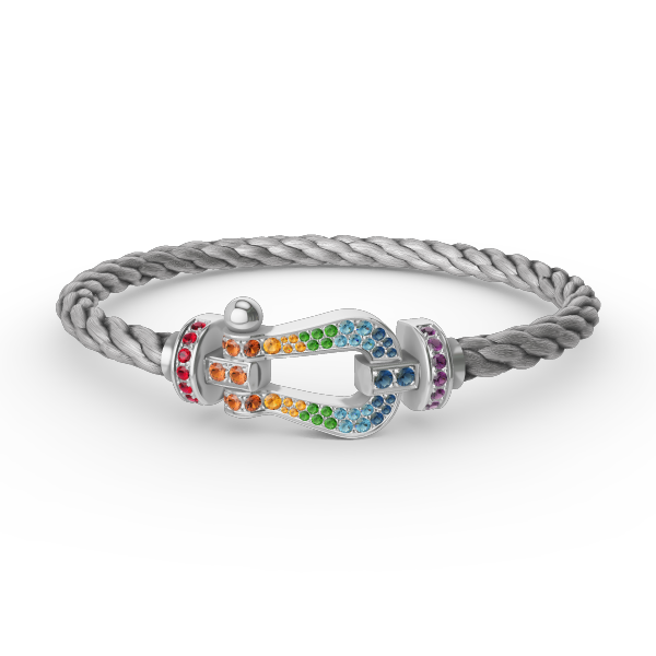 DIANA FORC LARGE HORSESHOE COLORED DIAMOND BRACELET SILVER